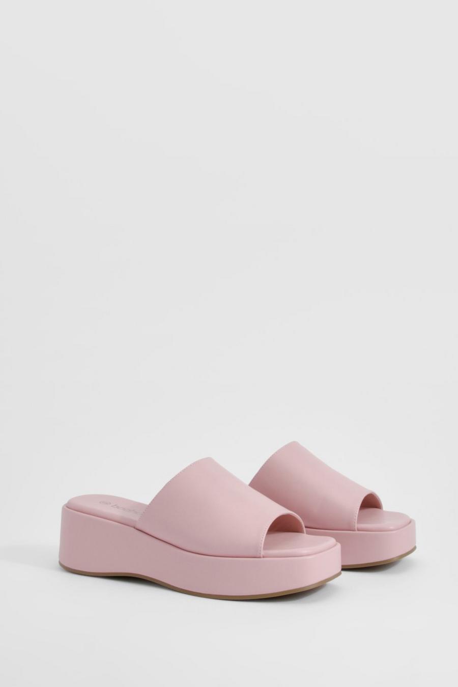 Light pink Minimal Chunky Flatform Sandals  