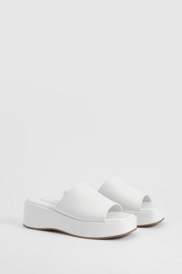 Minimal Chunky Flatform Sandals white