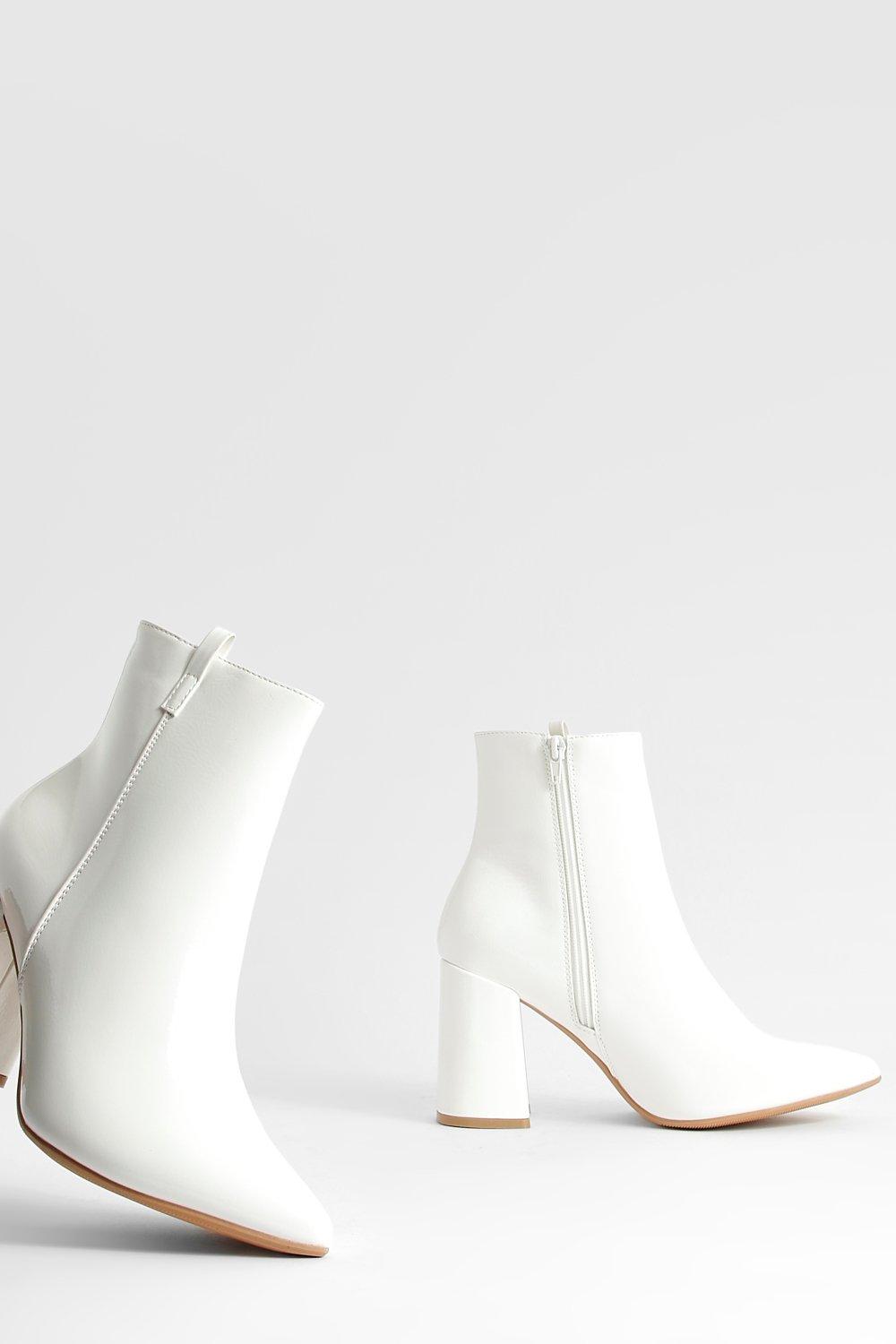 Wide fit white store ankle boots