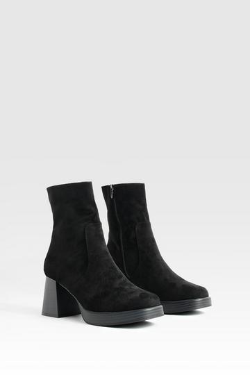 Platform Block Heel Ankle Boots black