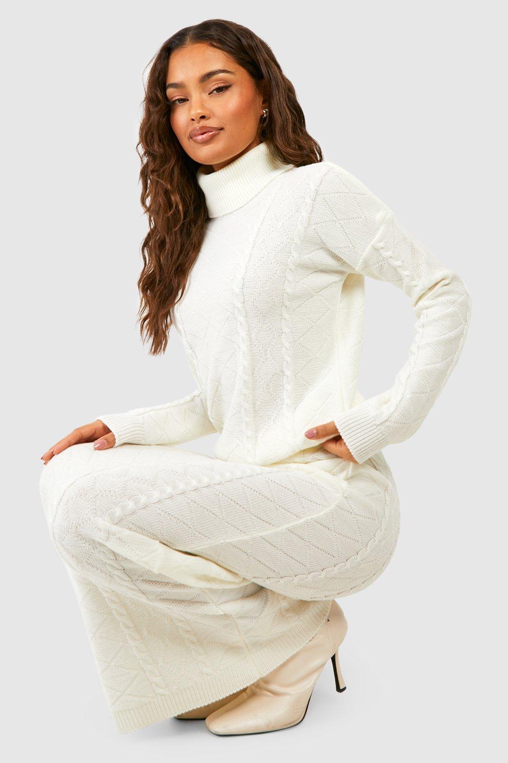 Cream knitted clearance polo neck jumper