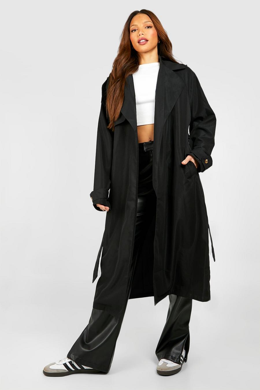 Black Tall Woven Oversized Trench Coat image number 1