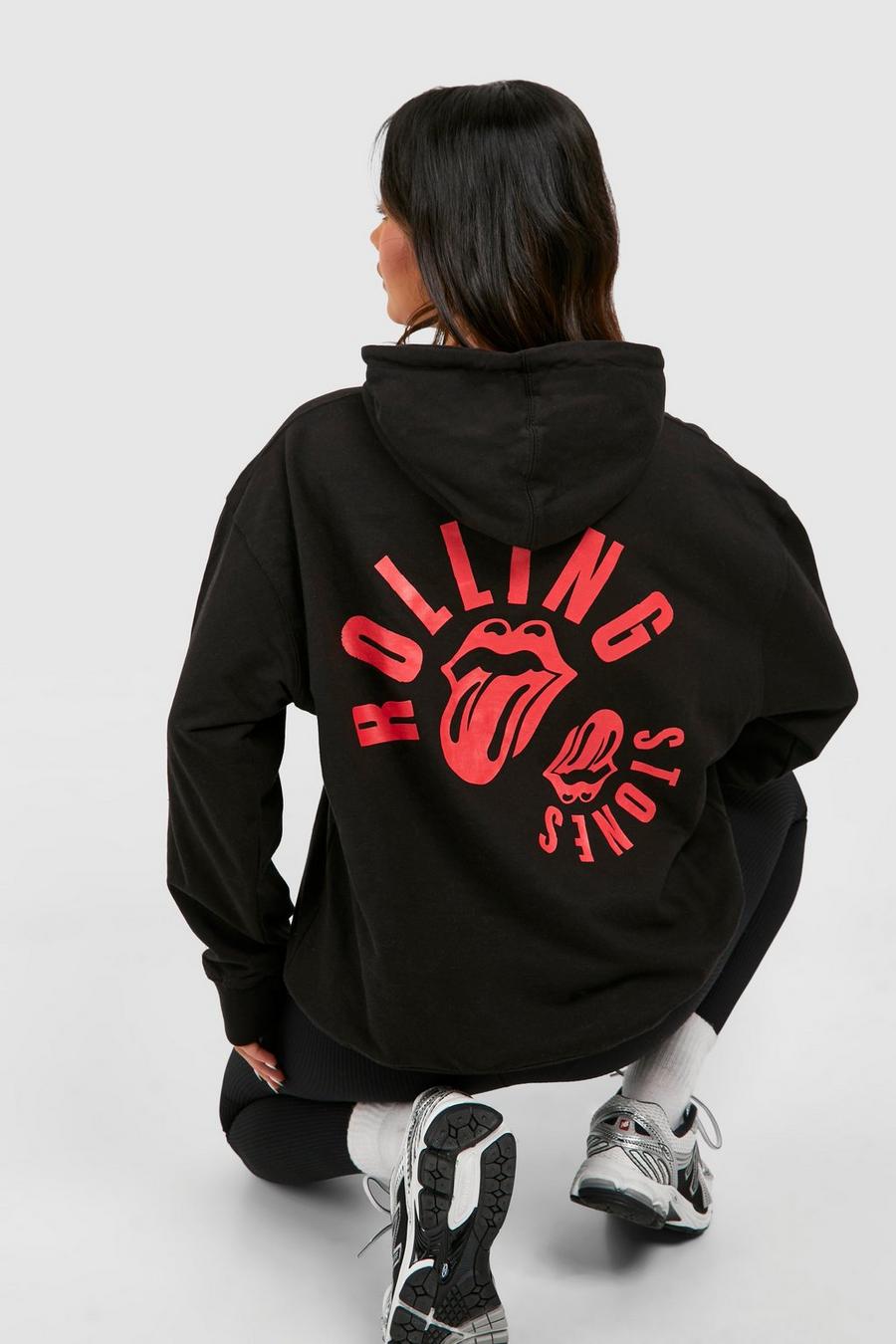 Black Rolling Stones Oversize hoodie med tryck på ryggen image number 1