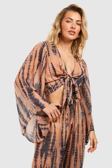 Tie Dye Wrap Beach Shirt brown