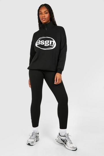 Black Tall Dsgn Studio Half Zip Sweater And Legging Set