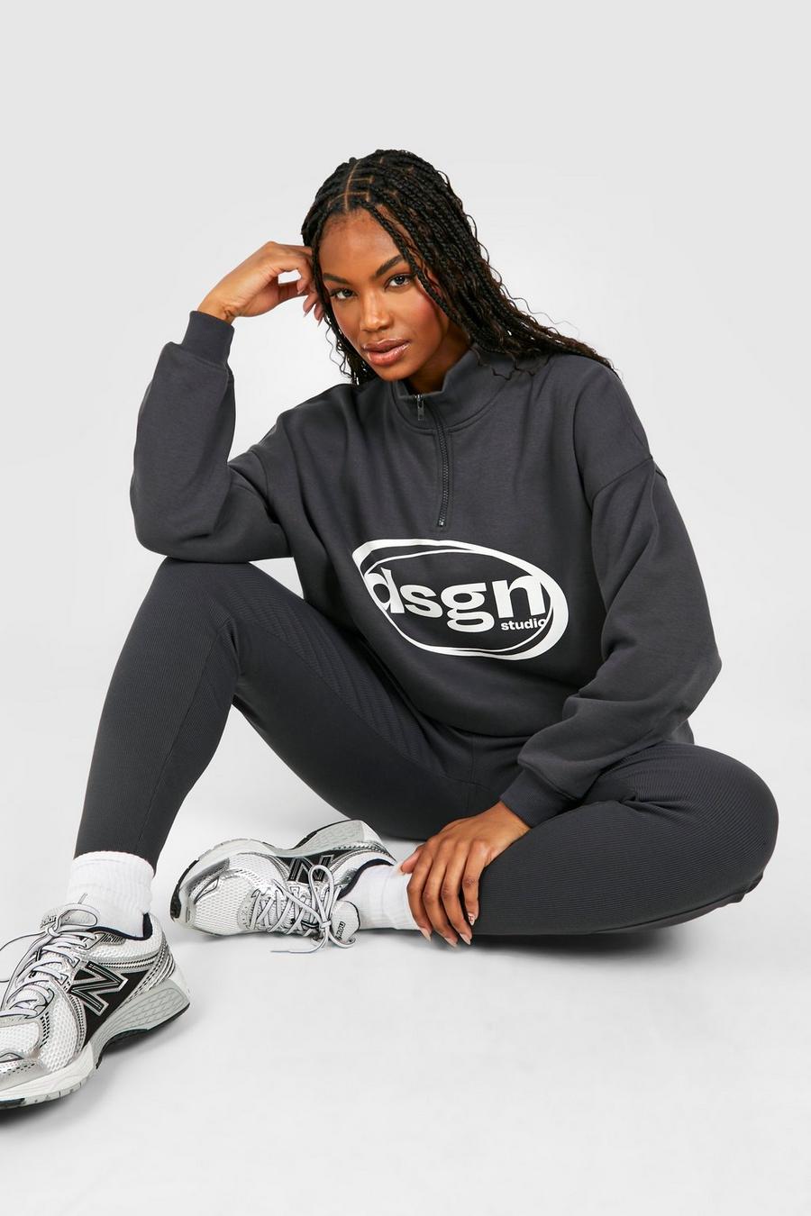 Charcoal Tall Dsgn Studio Half Zip Sweater And Legging Set image number 1