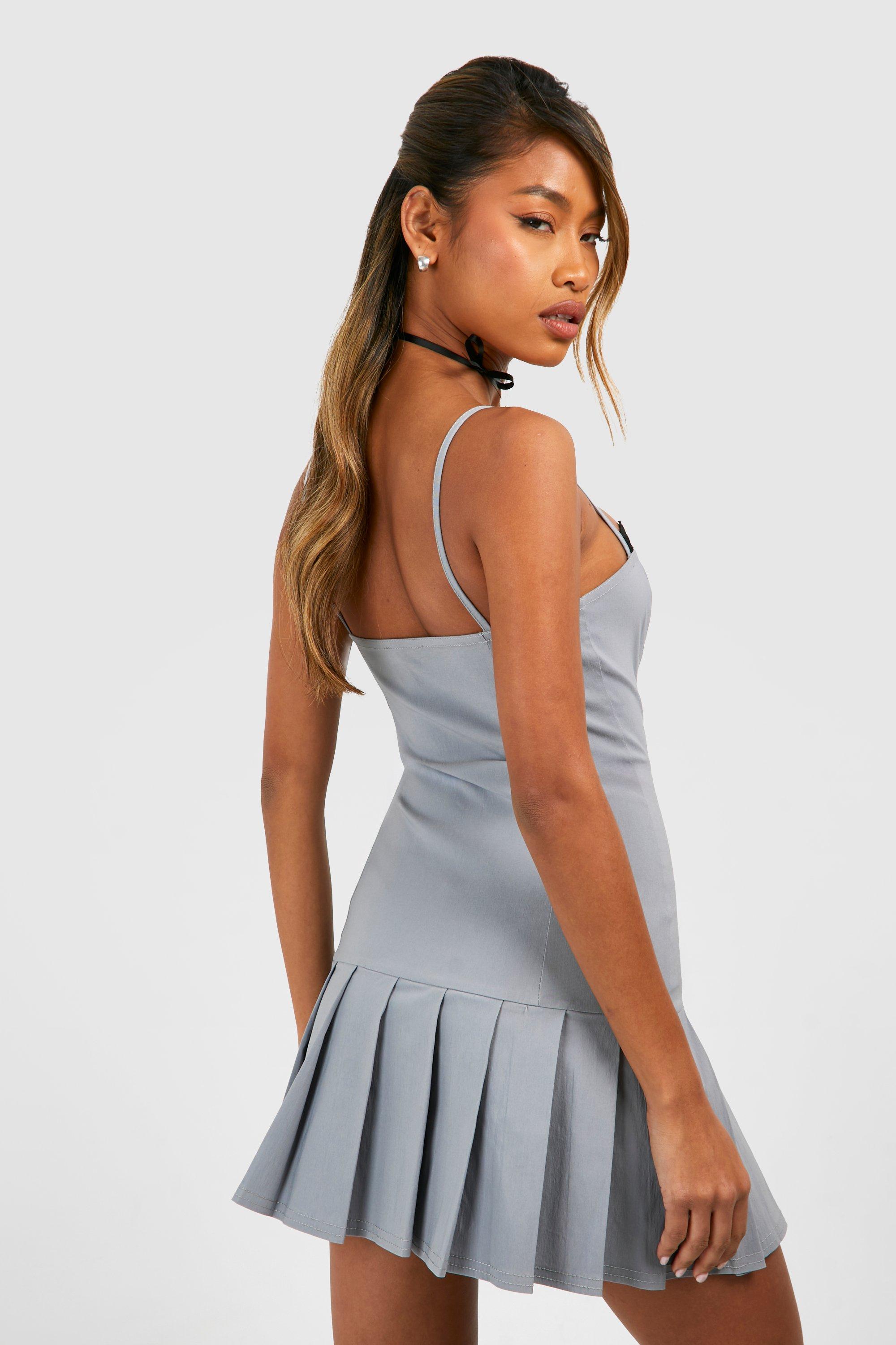 Lace Trim Pleated Mini Dress | boohoo