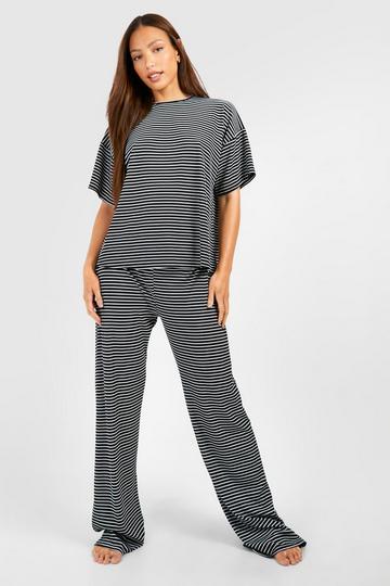 Tall Stripe Jersey Lounge Set black