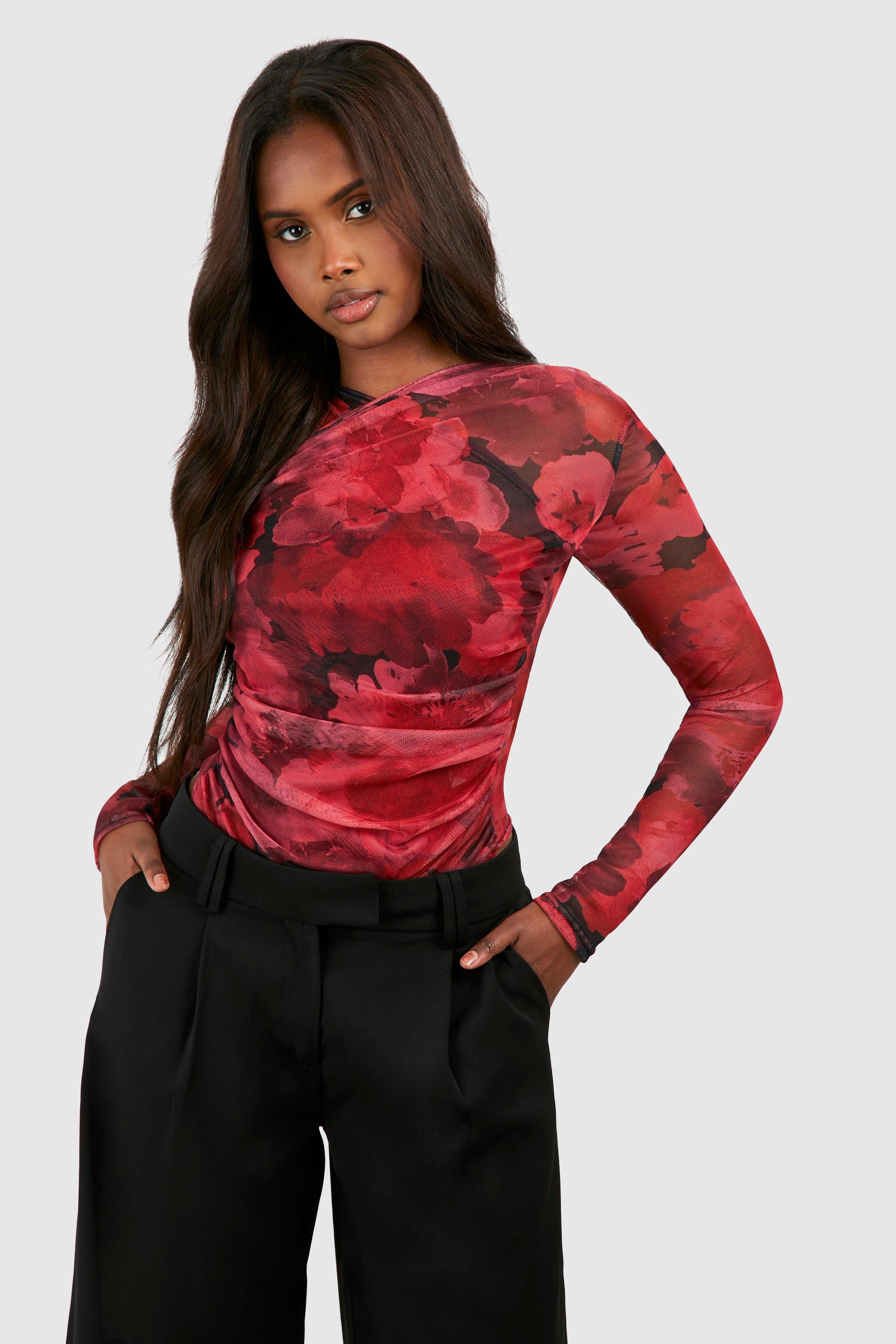 Flames Mesh Long Sleeve Bodysuit