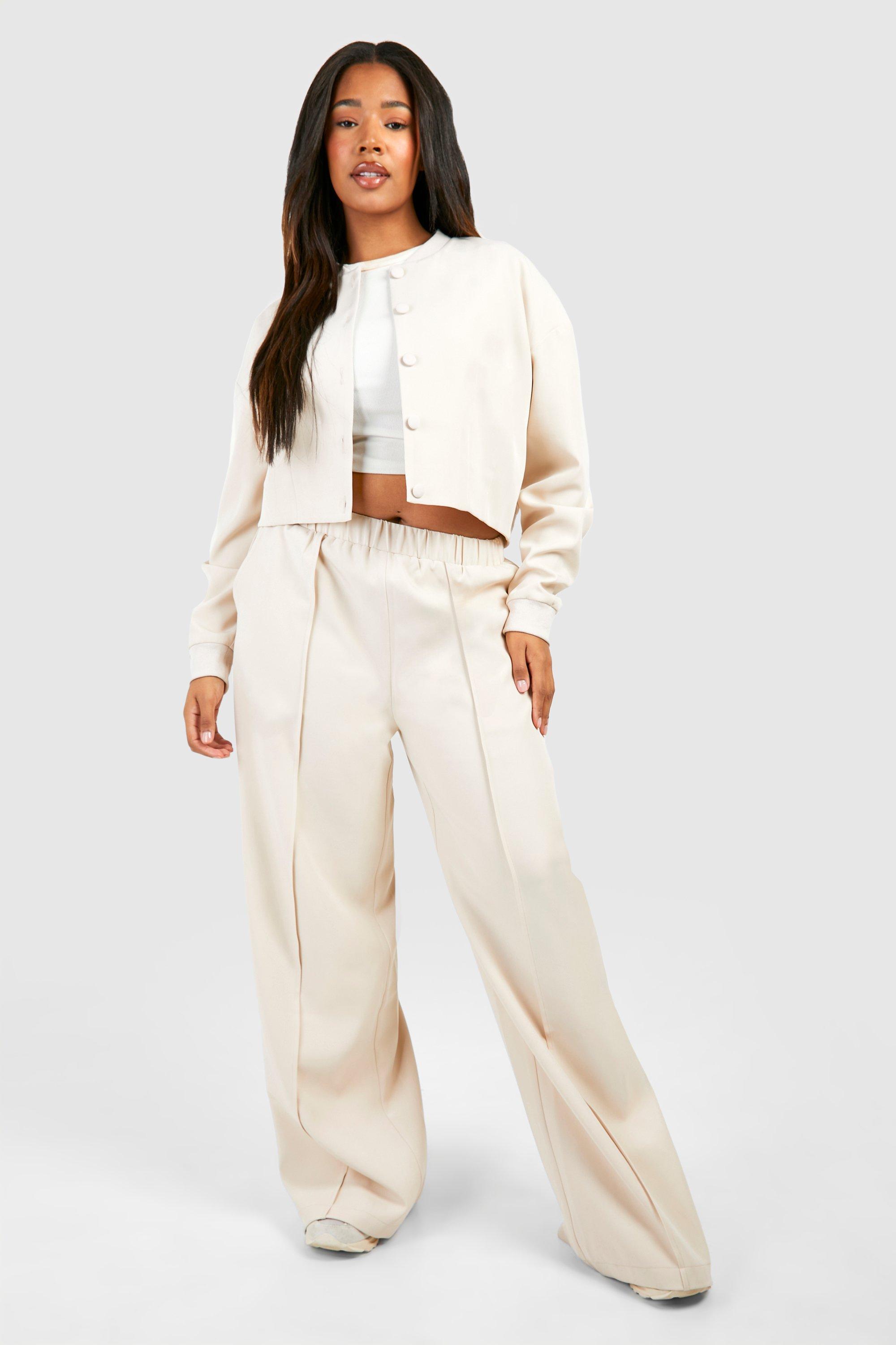 Plus Tailored Relaxed Fit Popper Bomber Jacket | boohoo
