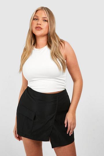 Black Plus Cargo Skort