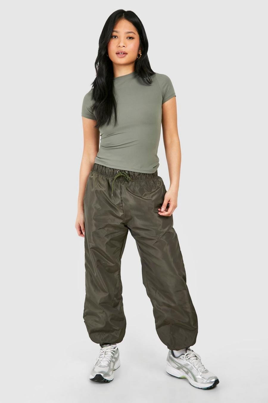 Pantaloni da paracadutista Petite con laccetti sui polsini e fondo, Khaki