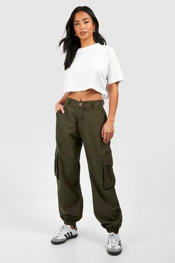 Petite Cuff Hem Twill Cargo Trouser khaki