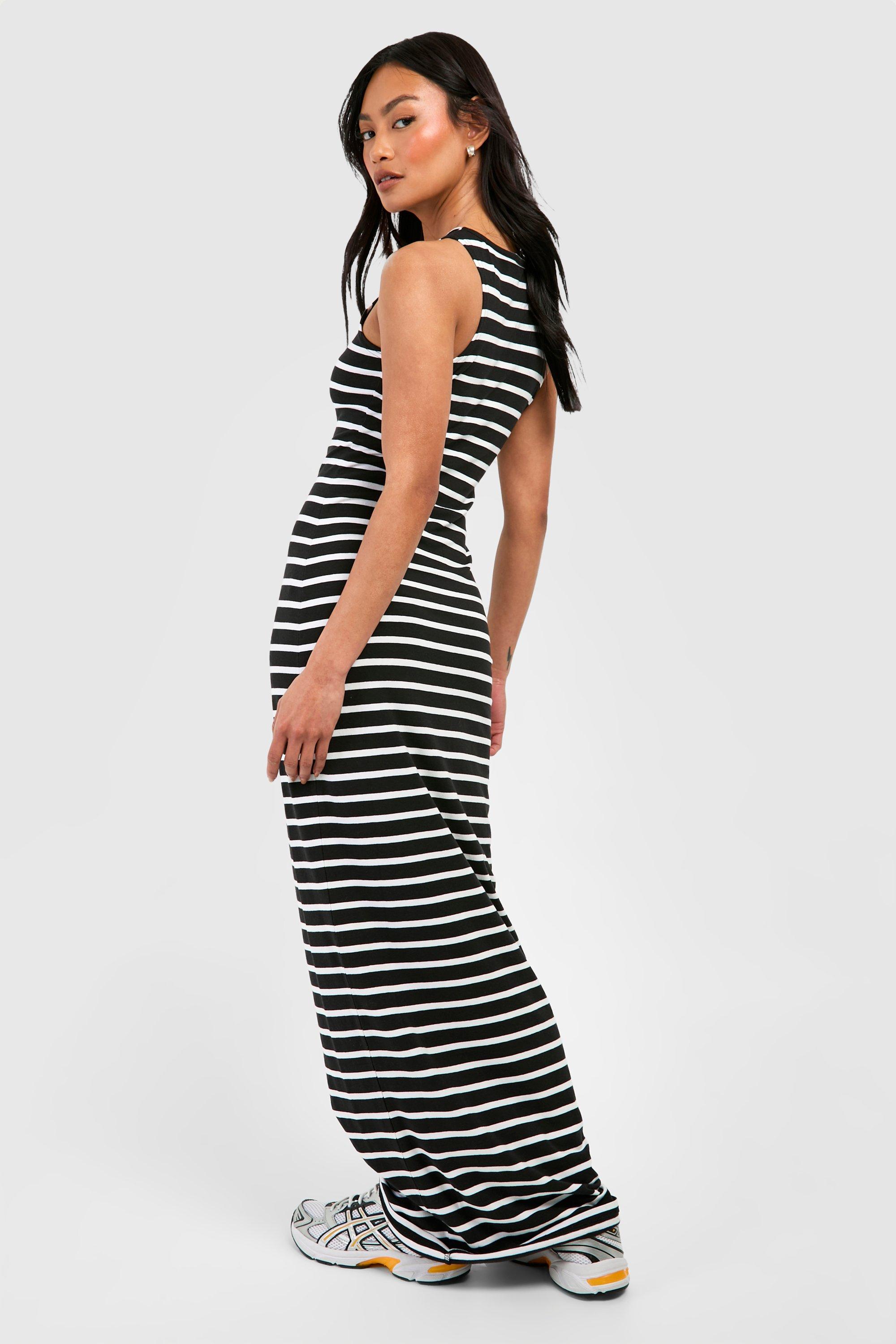 Premium Super Soft Racer Neck Stripe Bodycon Maxi Dress | boohoo