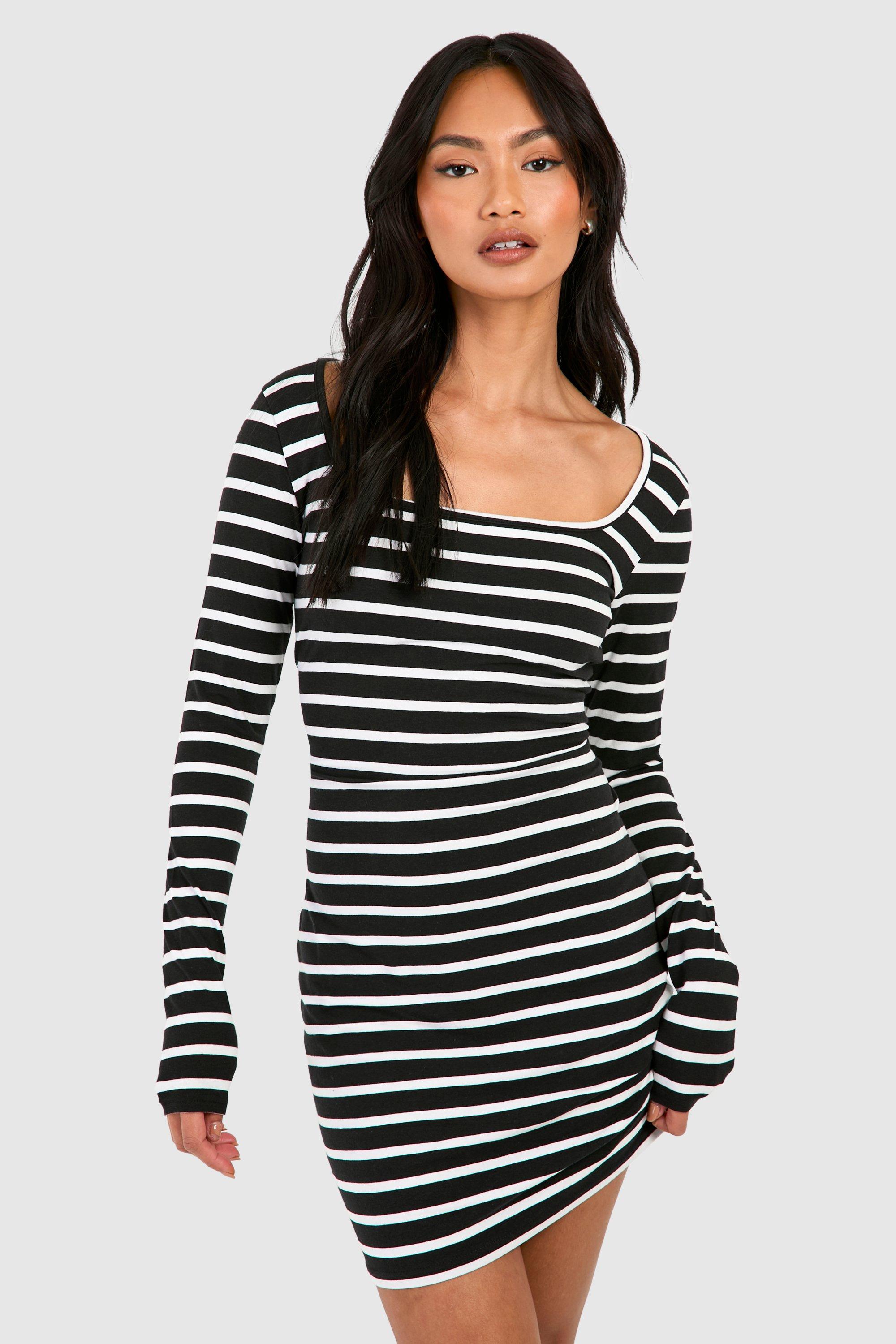 Boohoo striped dress best sale