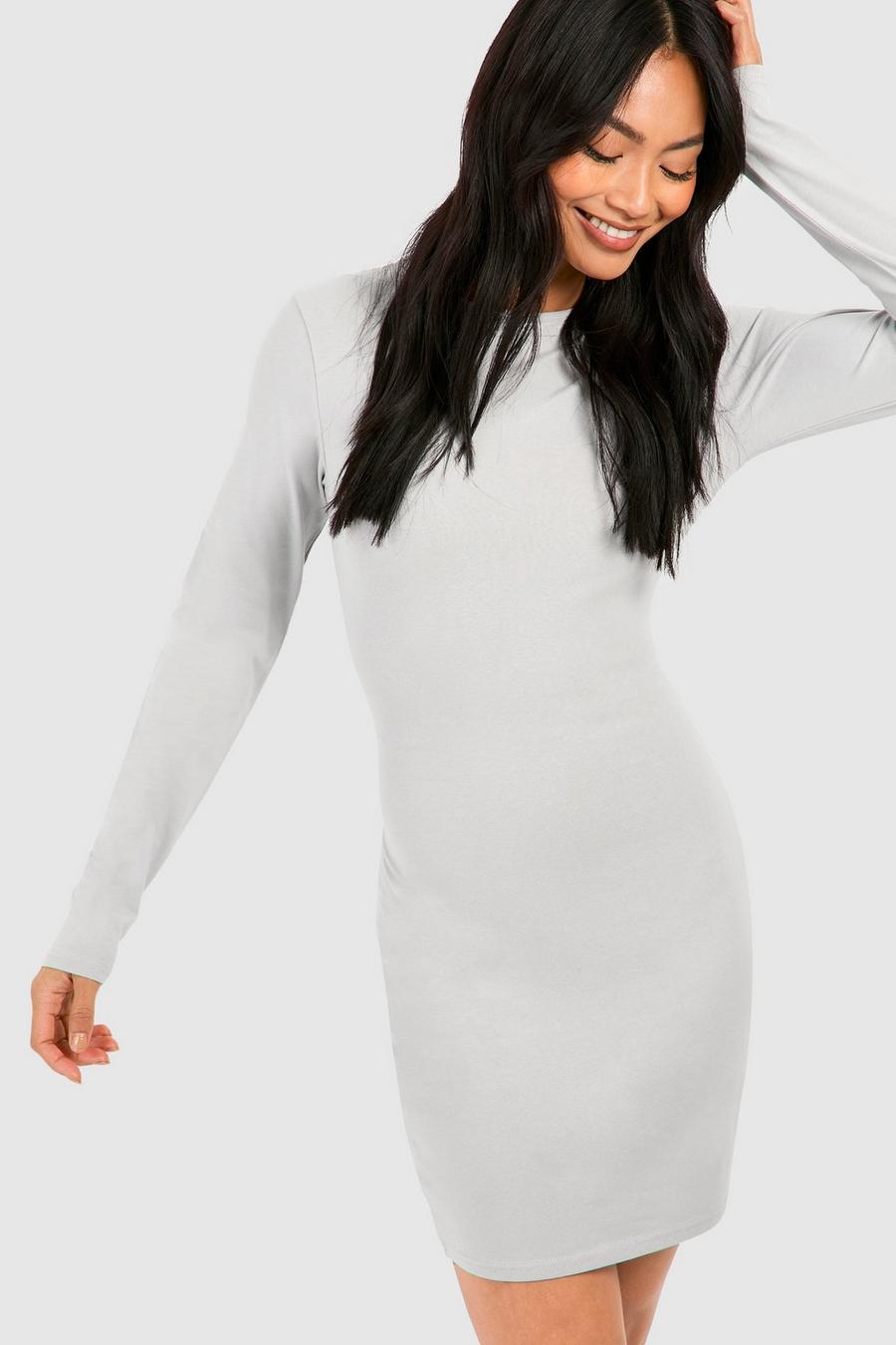 Grey marl Premium Super Soft Long Sleeve Bodycon Mini Dress image number 1