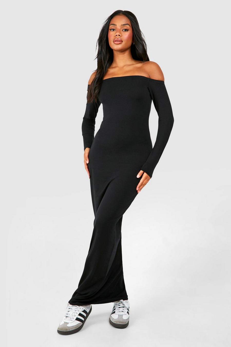 Black Premium Super Soft Bardot Bodycon Maxi Dress image number 1
