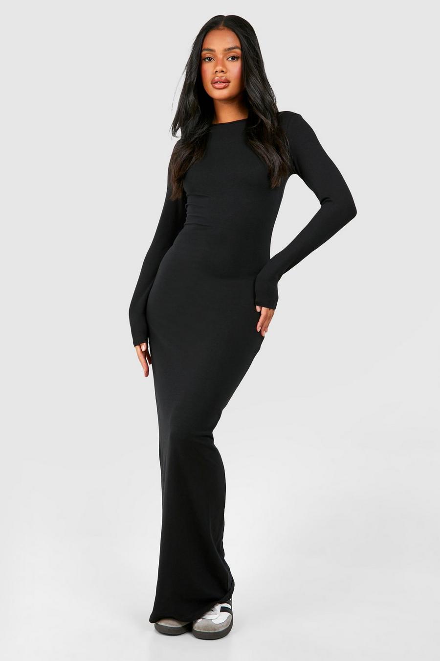 Black Premium Mjuk långärmad fodralklänning image number 1