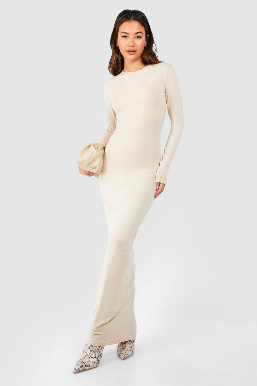 Stone Premium Super Soft Long Sleeve Bodycon Maxi Dress image number 1