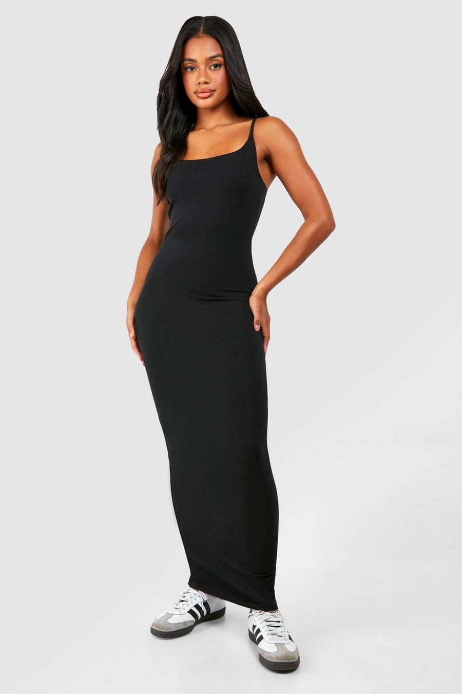 Black Premium Super Soft Strappy Bodycon Maxi Dress image number 1