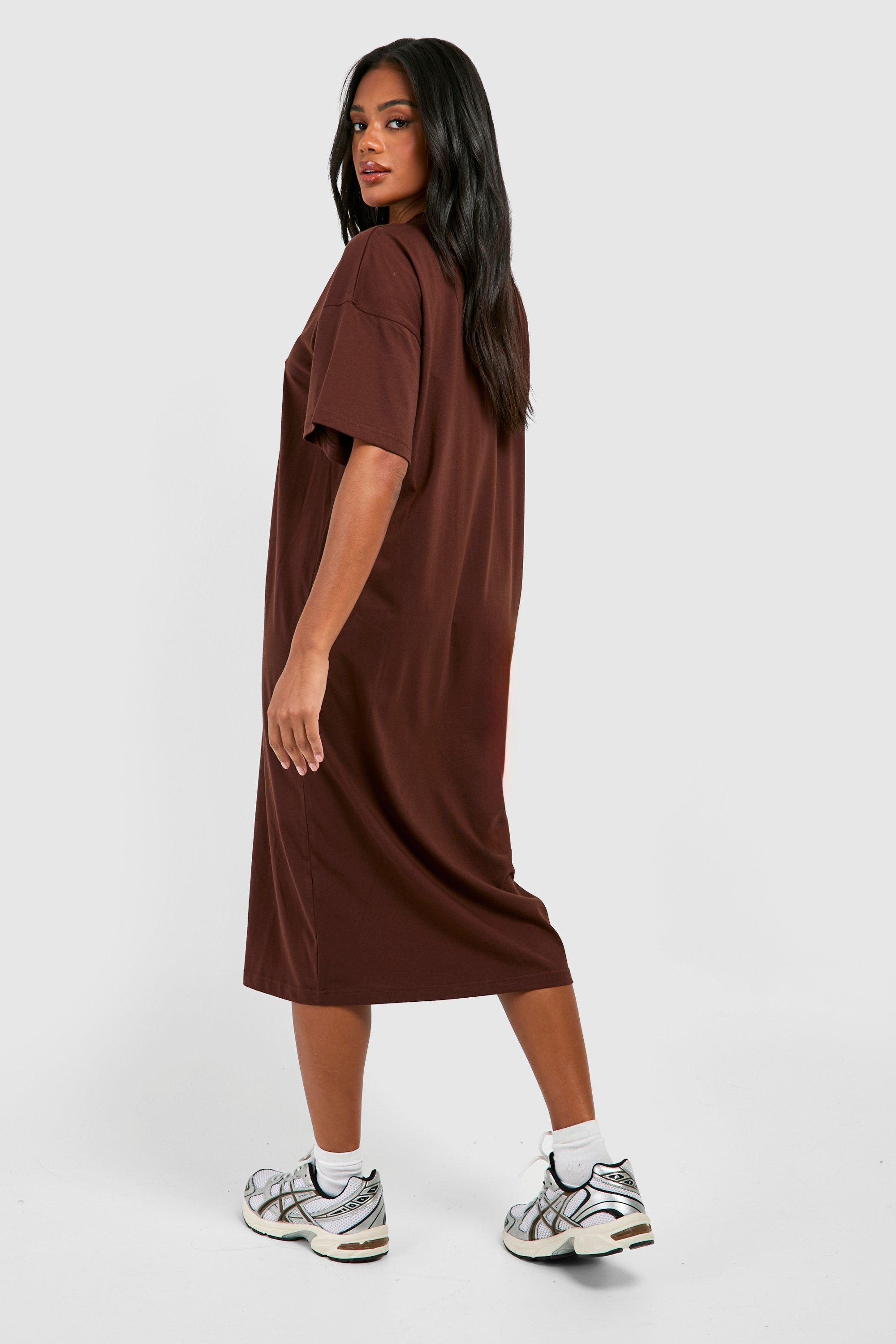 Cotton Super Oversized Midi T shirt Dress boohoo IL