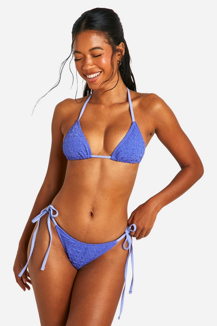 Slip bikini con trama e laccetti laterali, Purple image number 1
