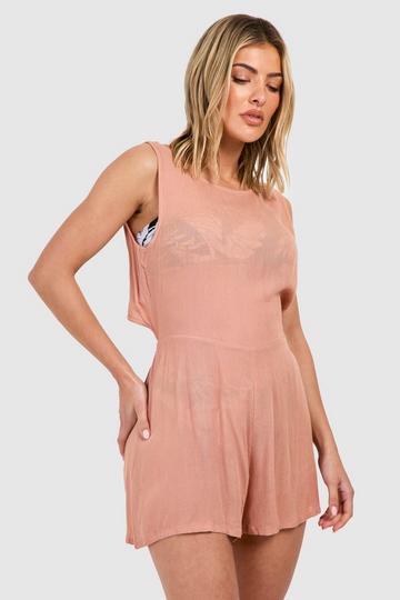 Strand Playsuit Met Rug Strik tan