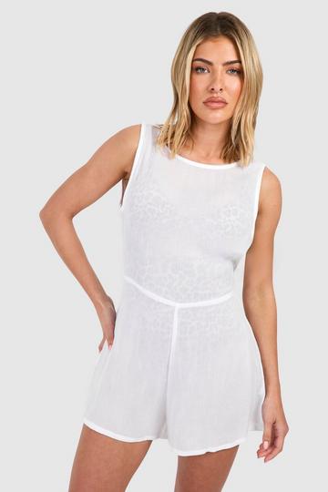 Cheesecloth Tie Back Beach Playsuit white