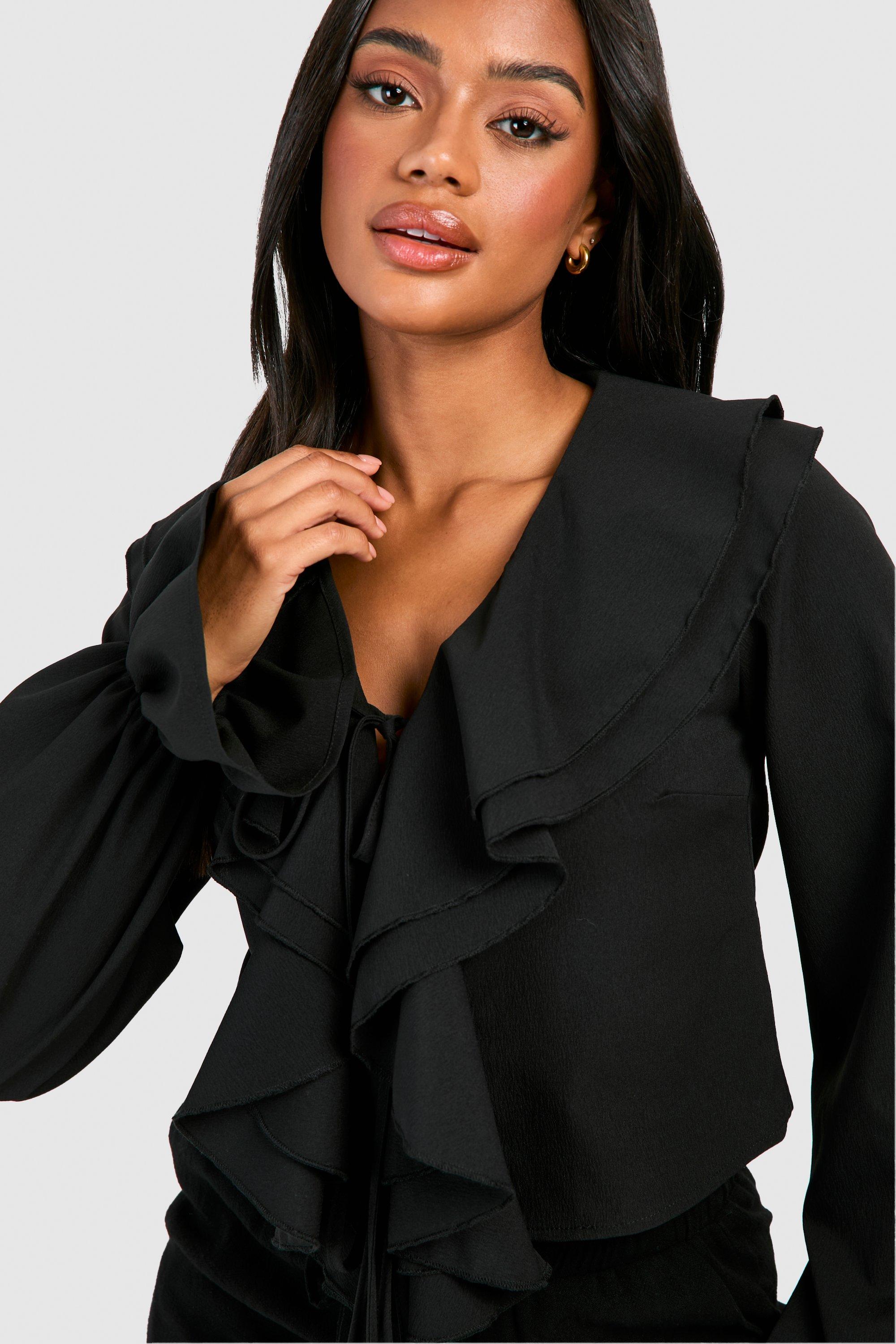 Ruffle tie front top clearance