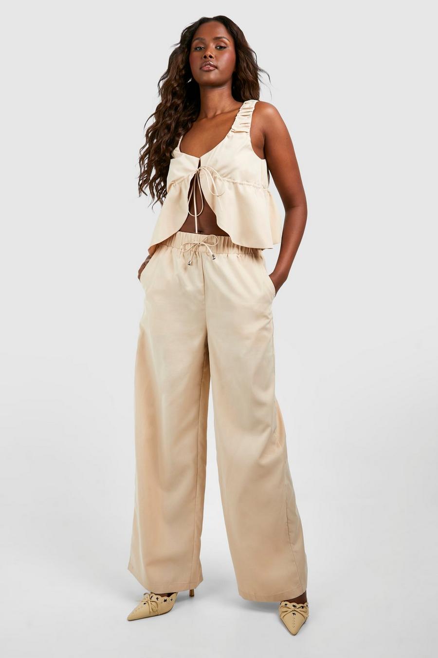 Sand Wide Leg Cargo Trousers image number 1