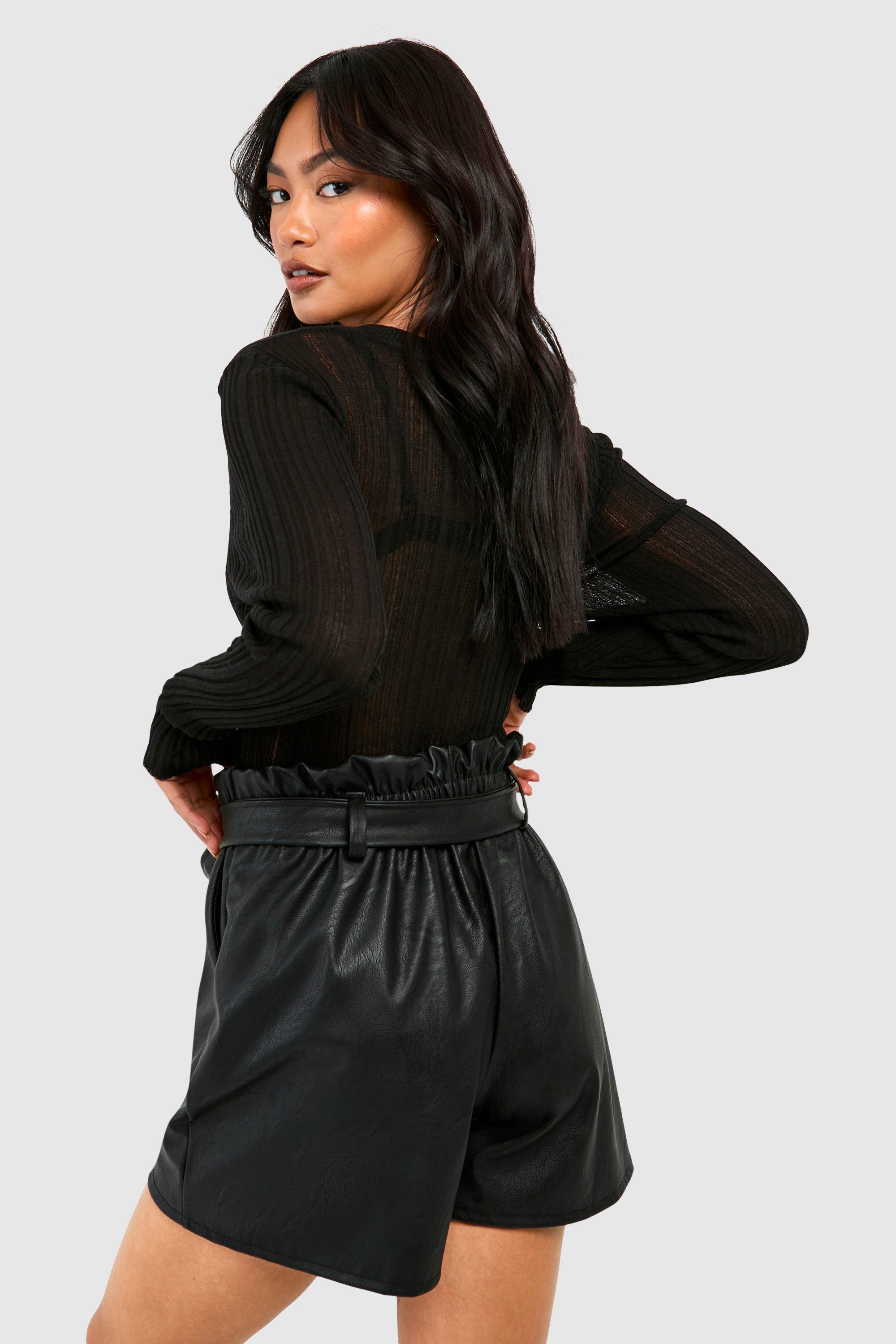 High waisted leather sales look shorts