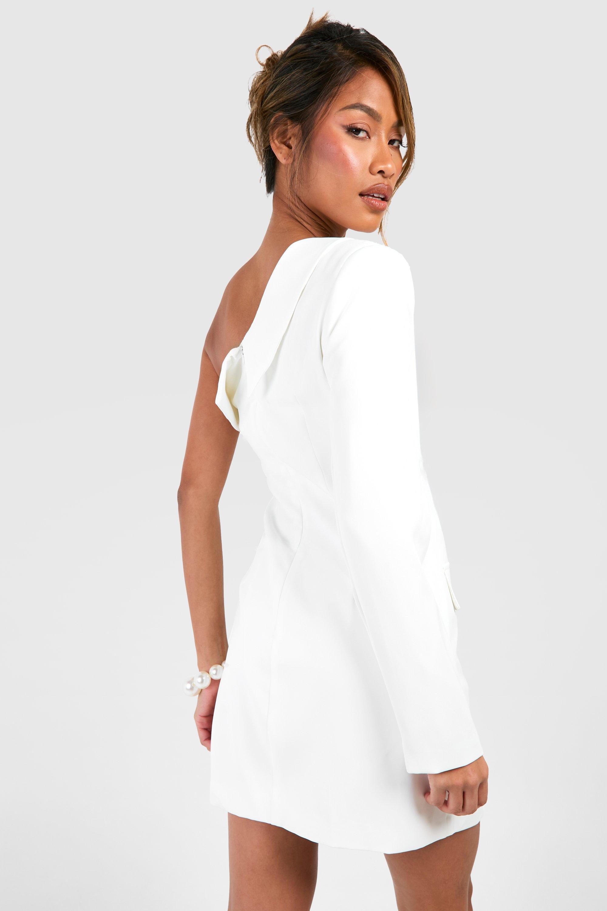 White one clearance shoulder blazer dress