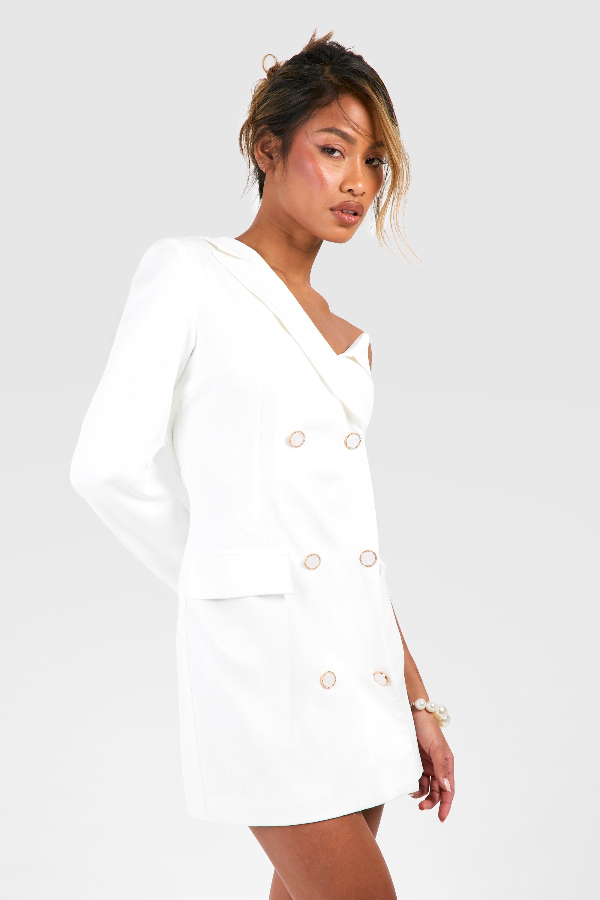 One shoulder sale white blazer dress