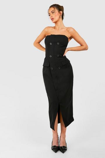 Black Bandeau Maxi Blazer Dress