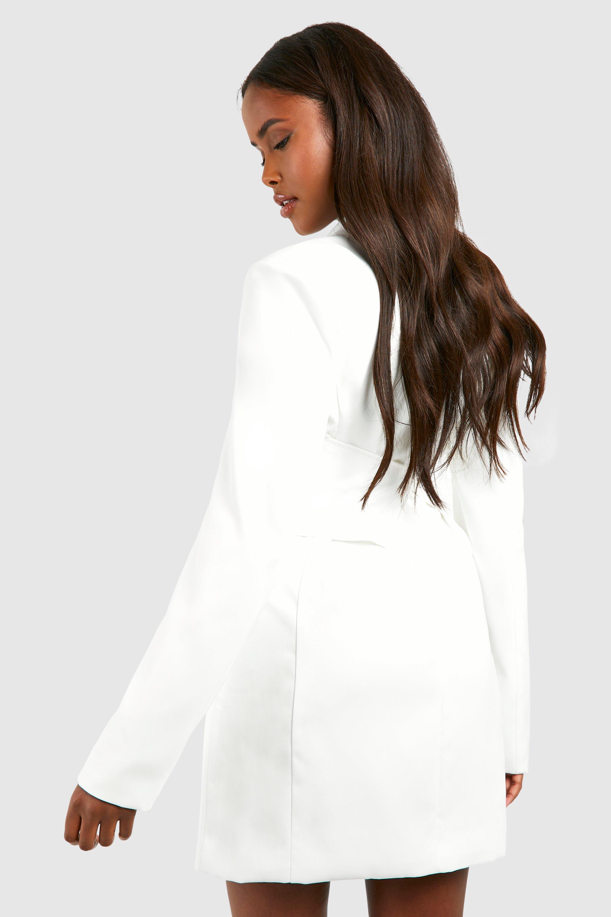 White blazer 2025 dress boohoo