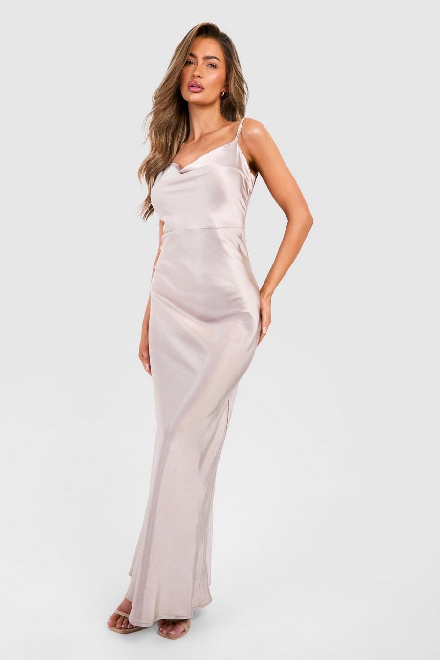 nova Bridesmaid Satin Strappy Maxi Slip Dress image number 1