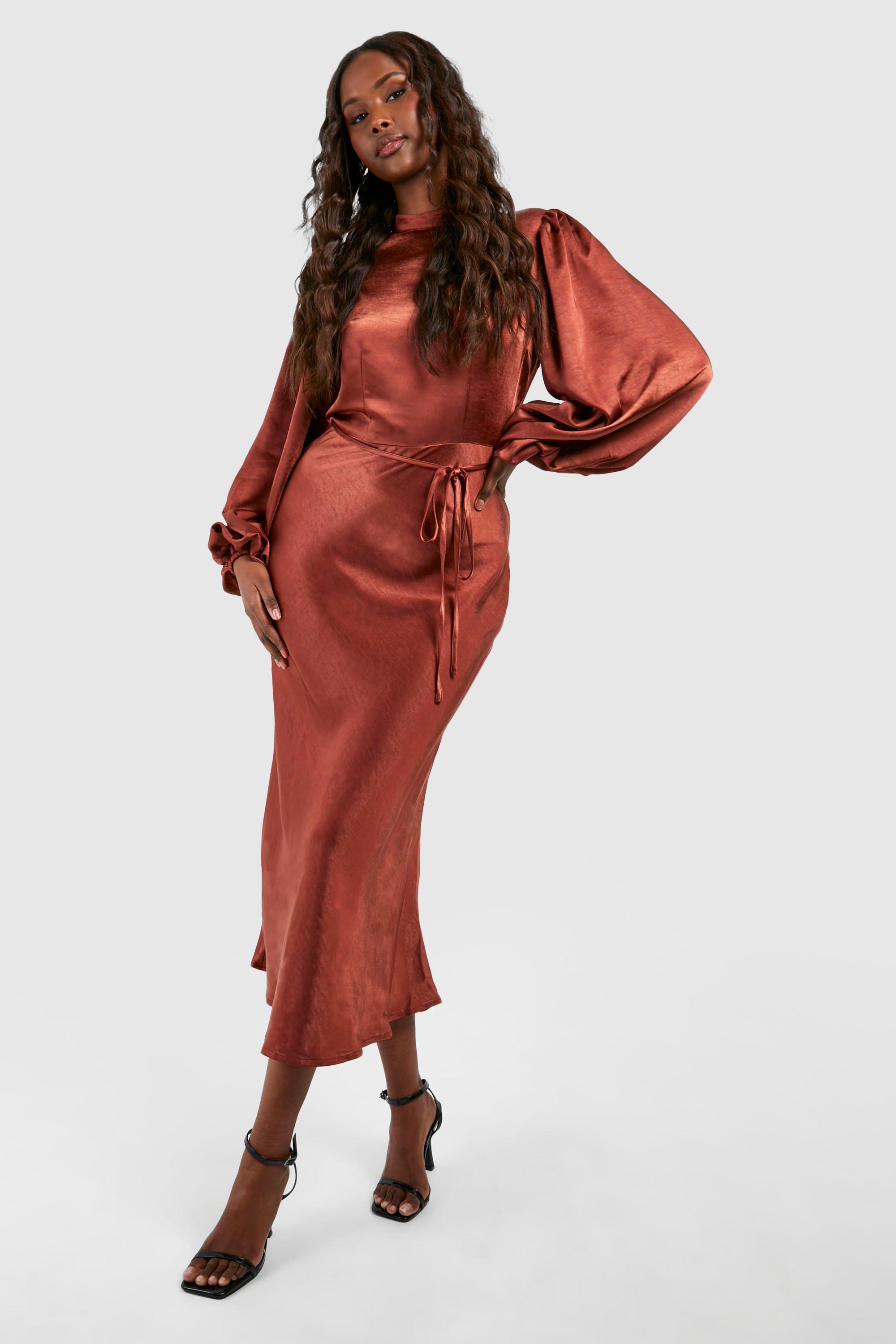 Boohoo satin 2025 midi dress