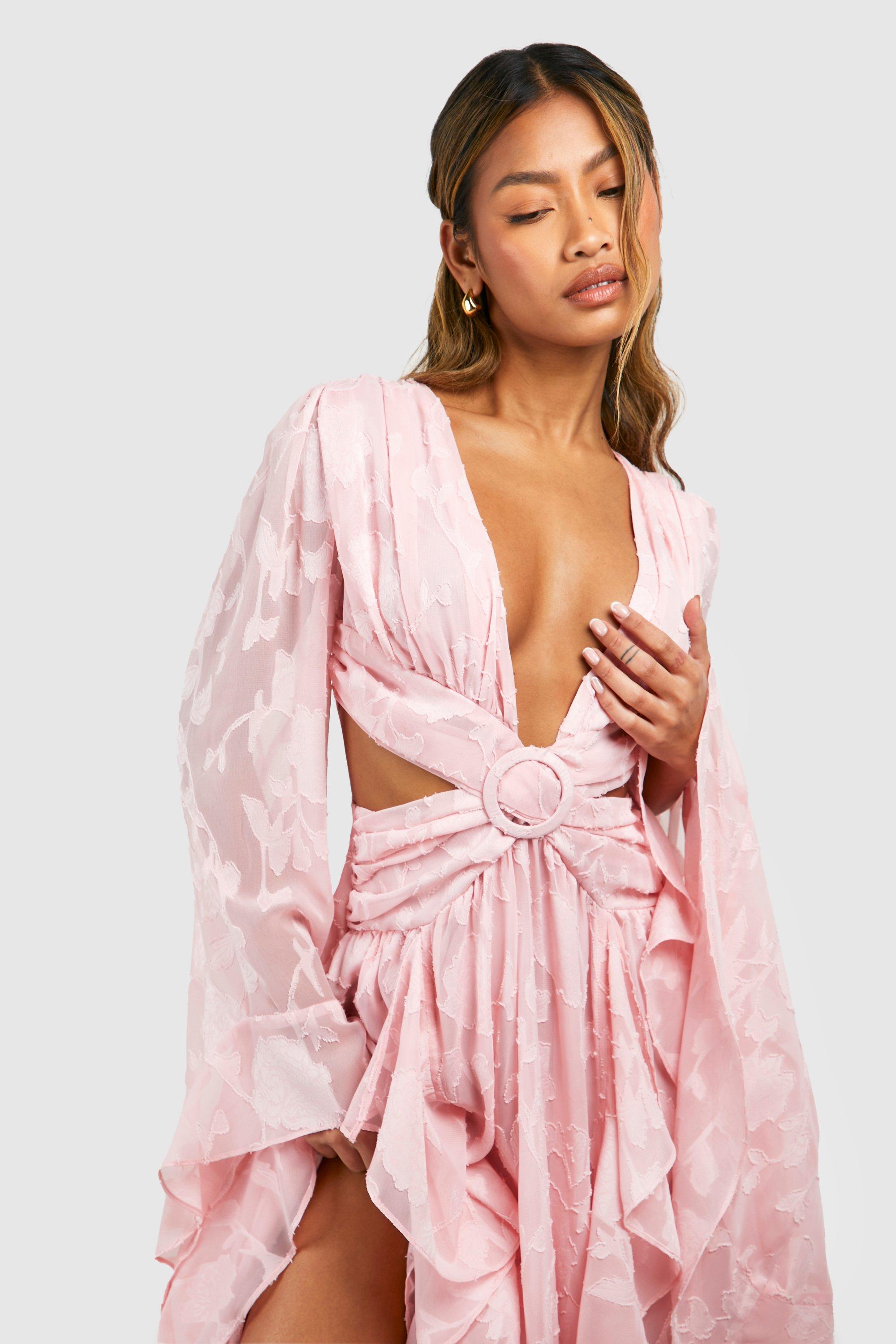 Boohoo pink maxi dress clearance