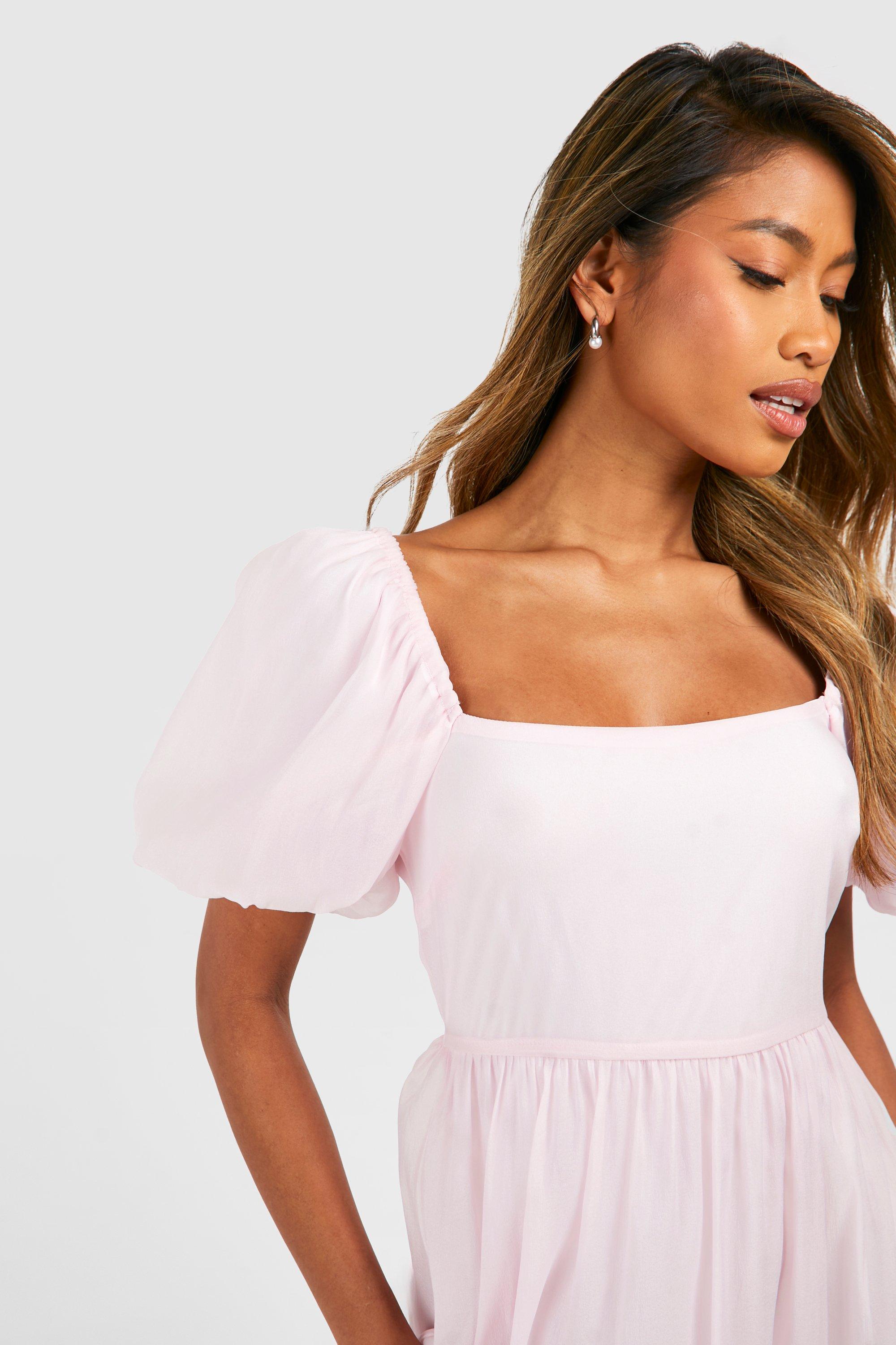 Boohoo pink skater dress hotsell