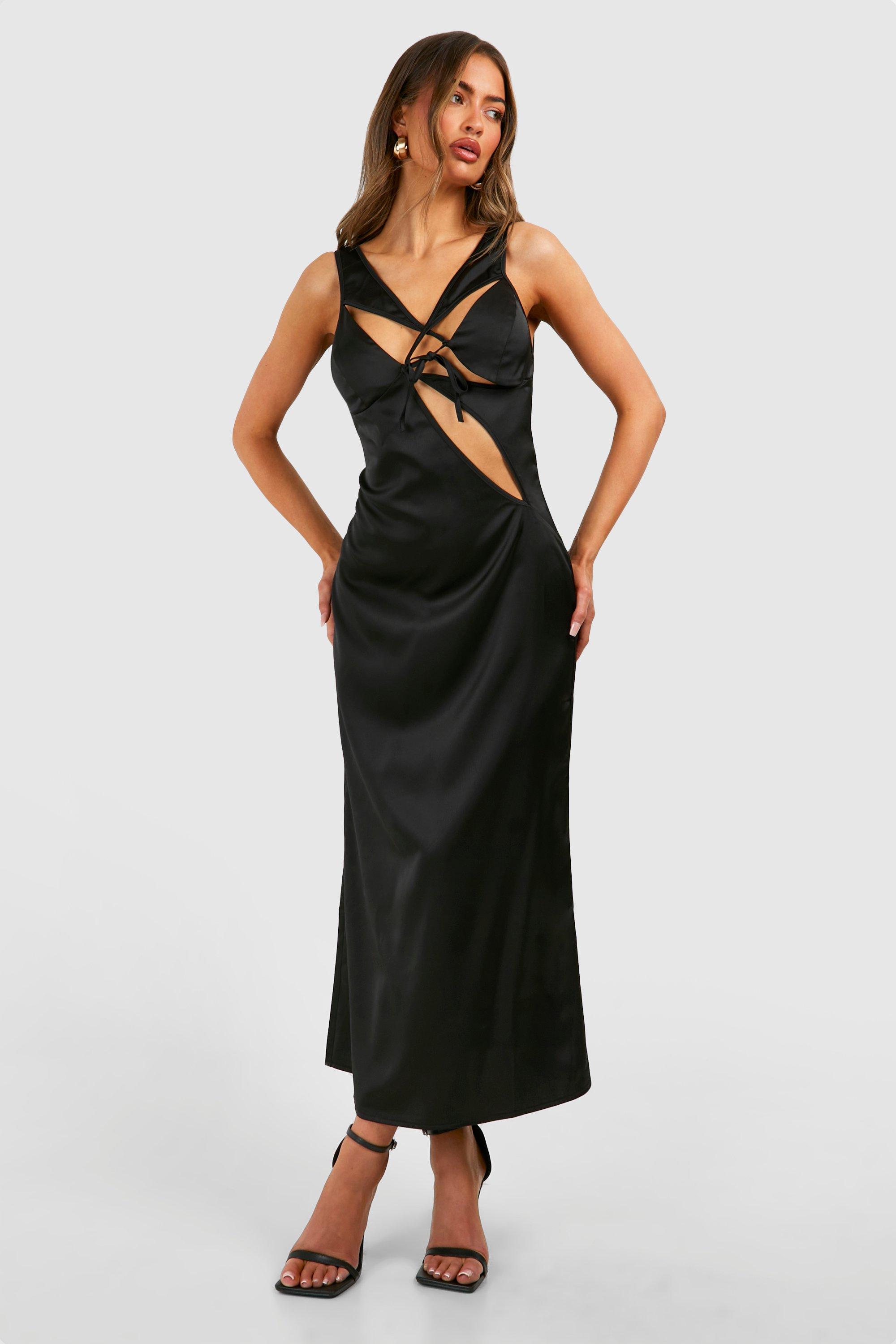 Satin Cut Out Midaxi Slip Dress