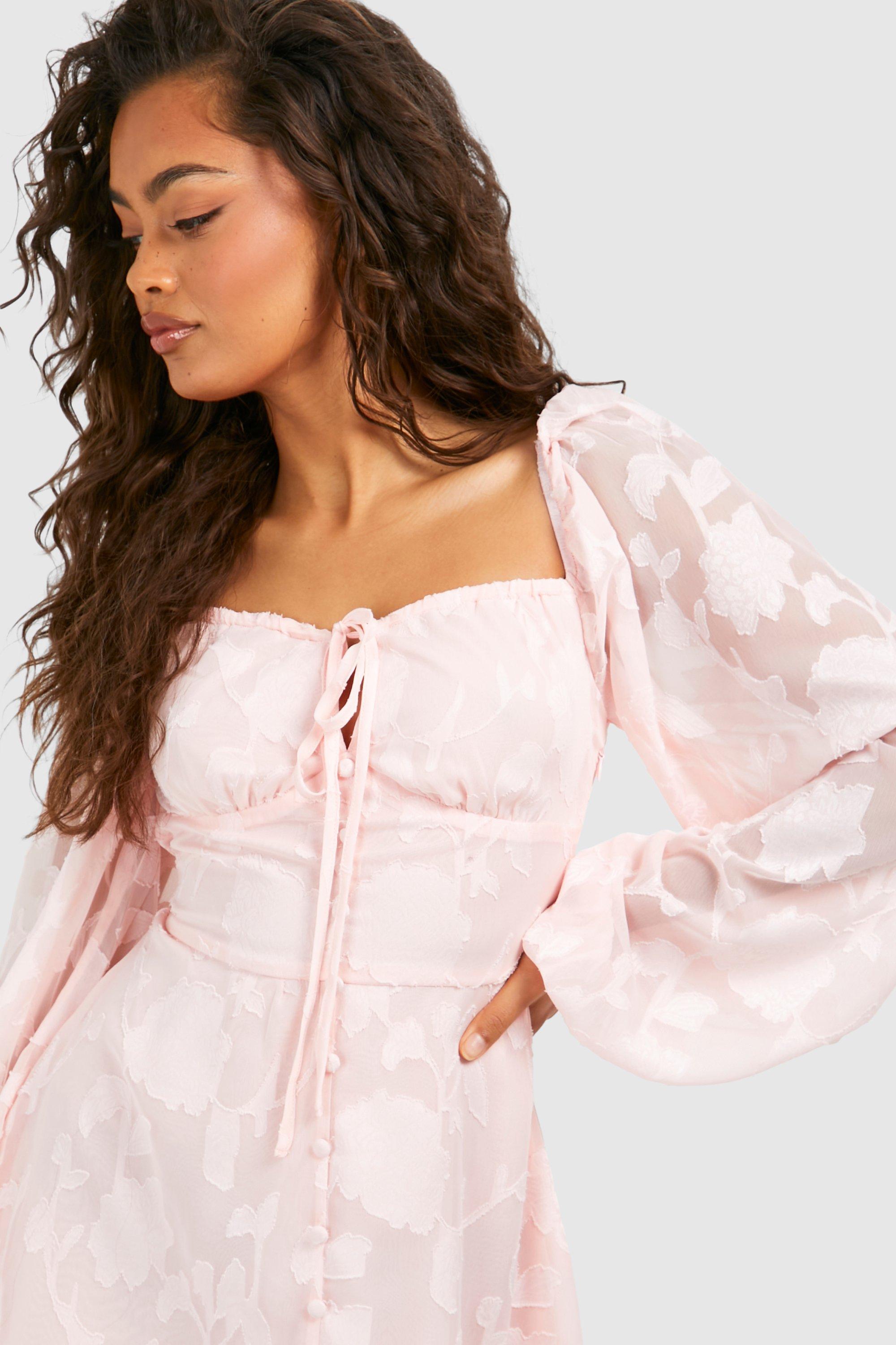 Women's Textured Balloon Sleeve Milkmaid Mini Dress | Boohoo UK