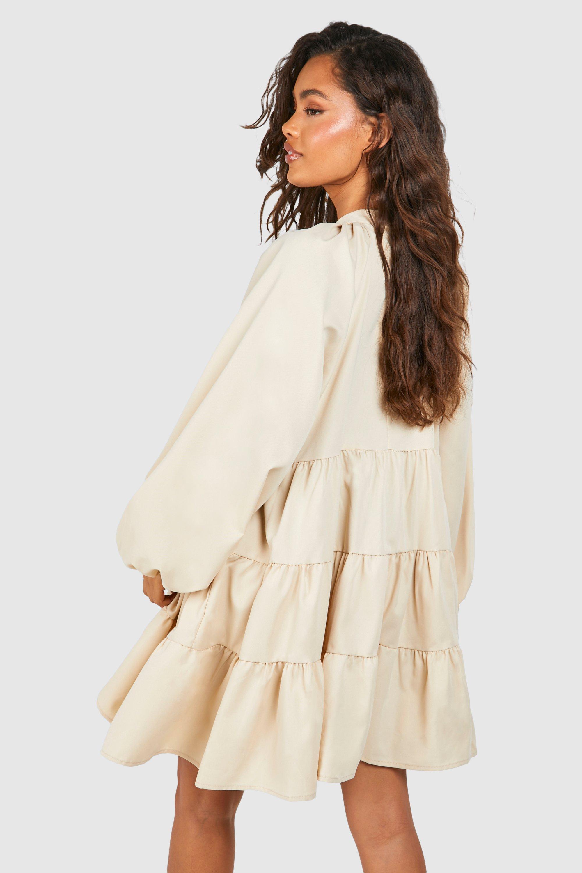 Poplin Tiered Smock Dress | boohoo