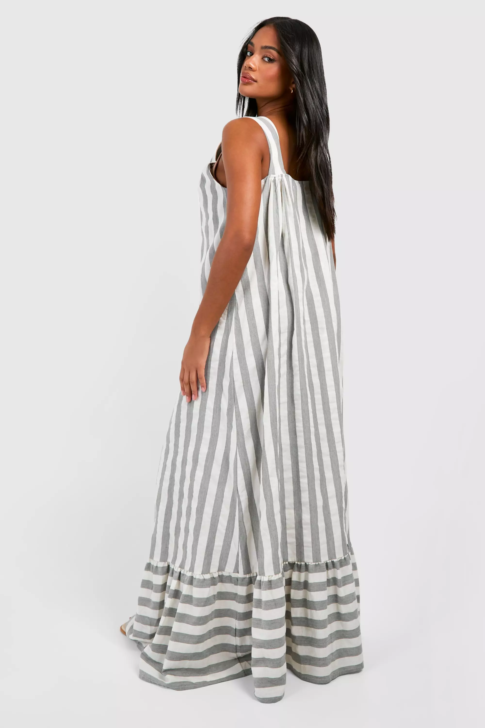 Wide Stripe Trapeze Maxi Dress