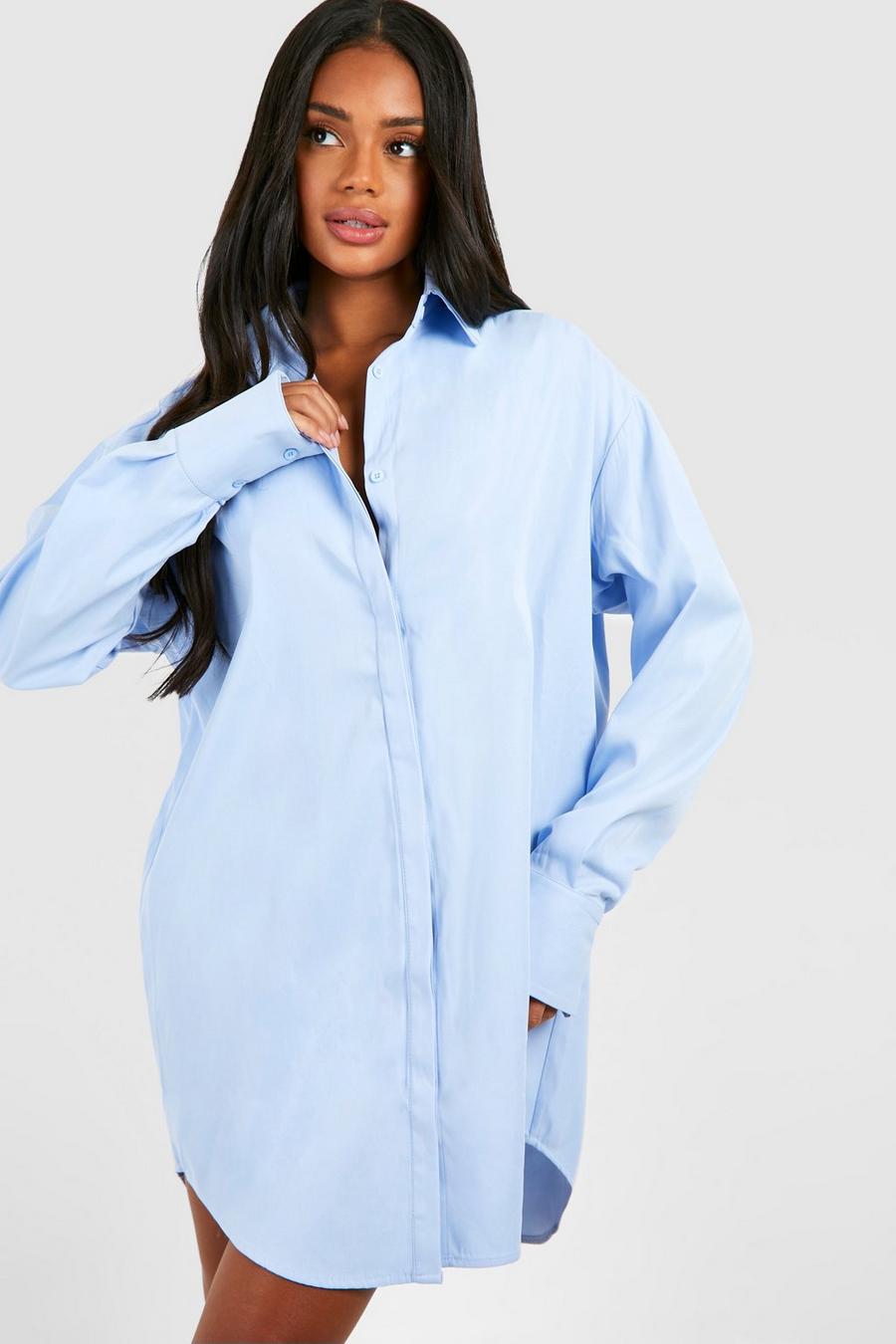 Kastiges Oversize Hemdkleid mit weiten Ärmeln, Blue image number 1