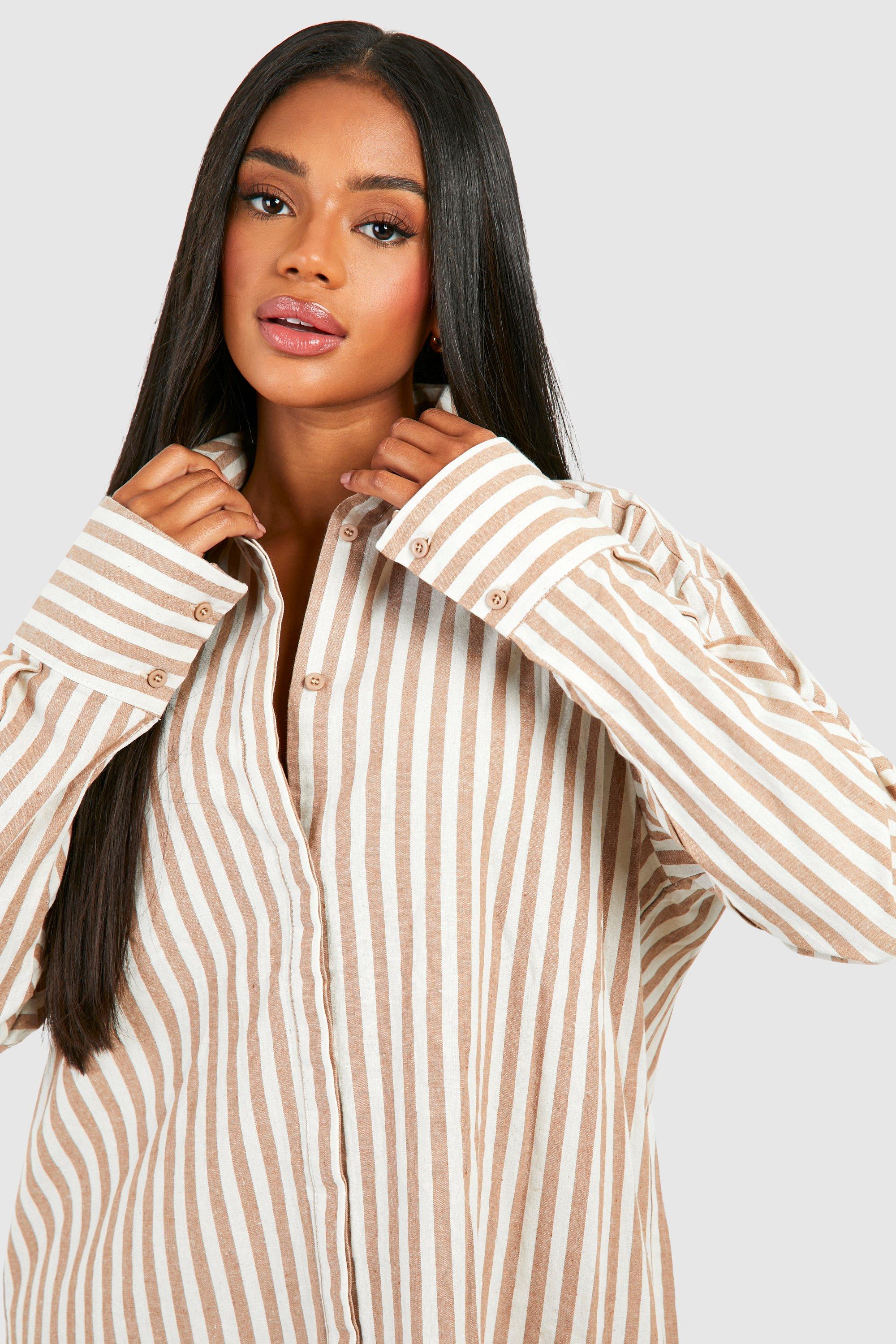 Wide Stripe Boxy Oversized Shirt Dress | boohoo