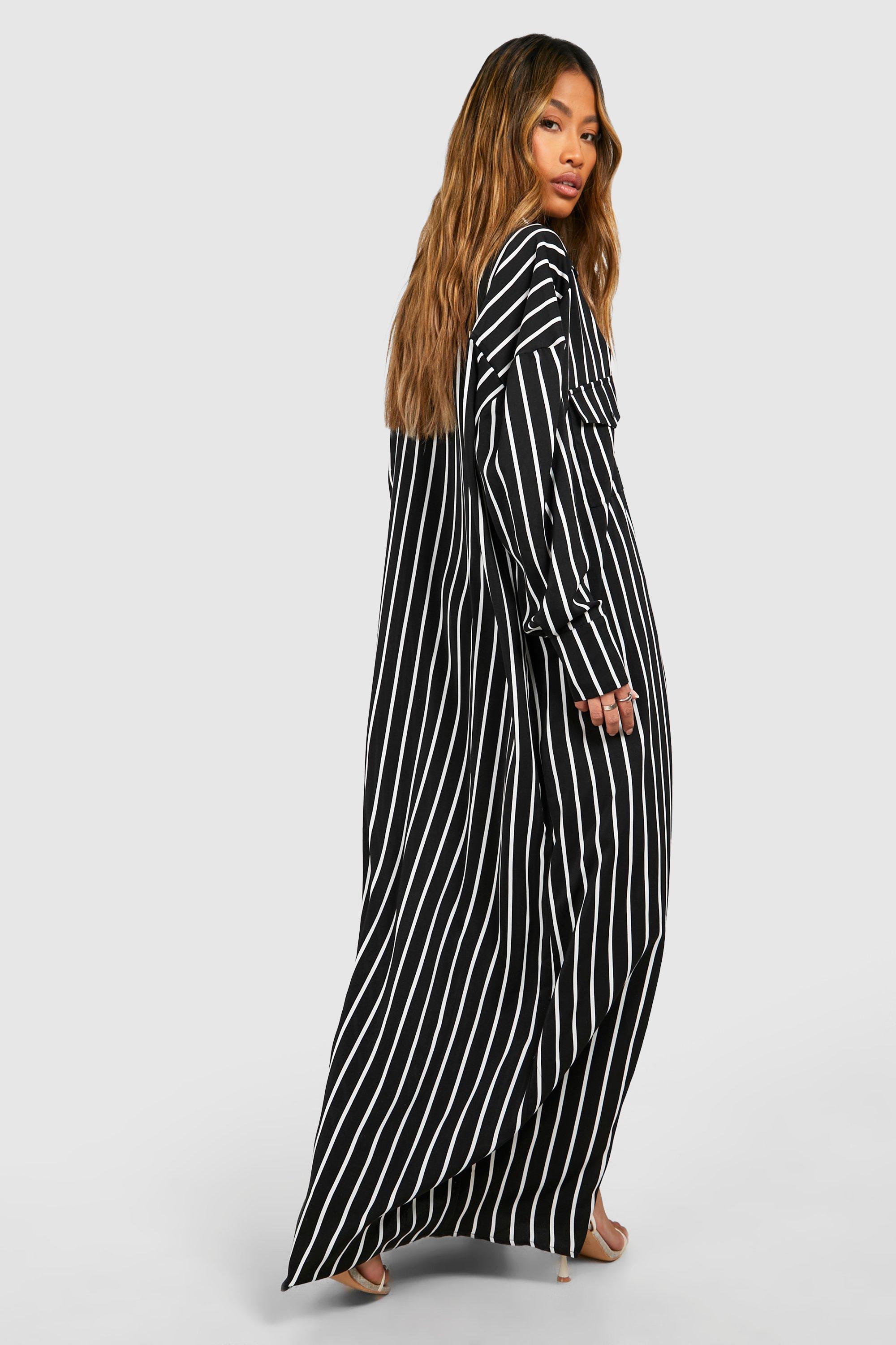 Striped maxi shirt dress online