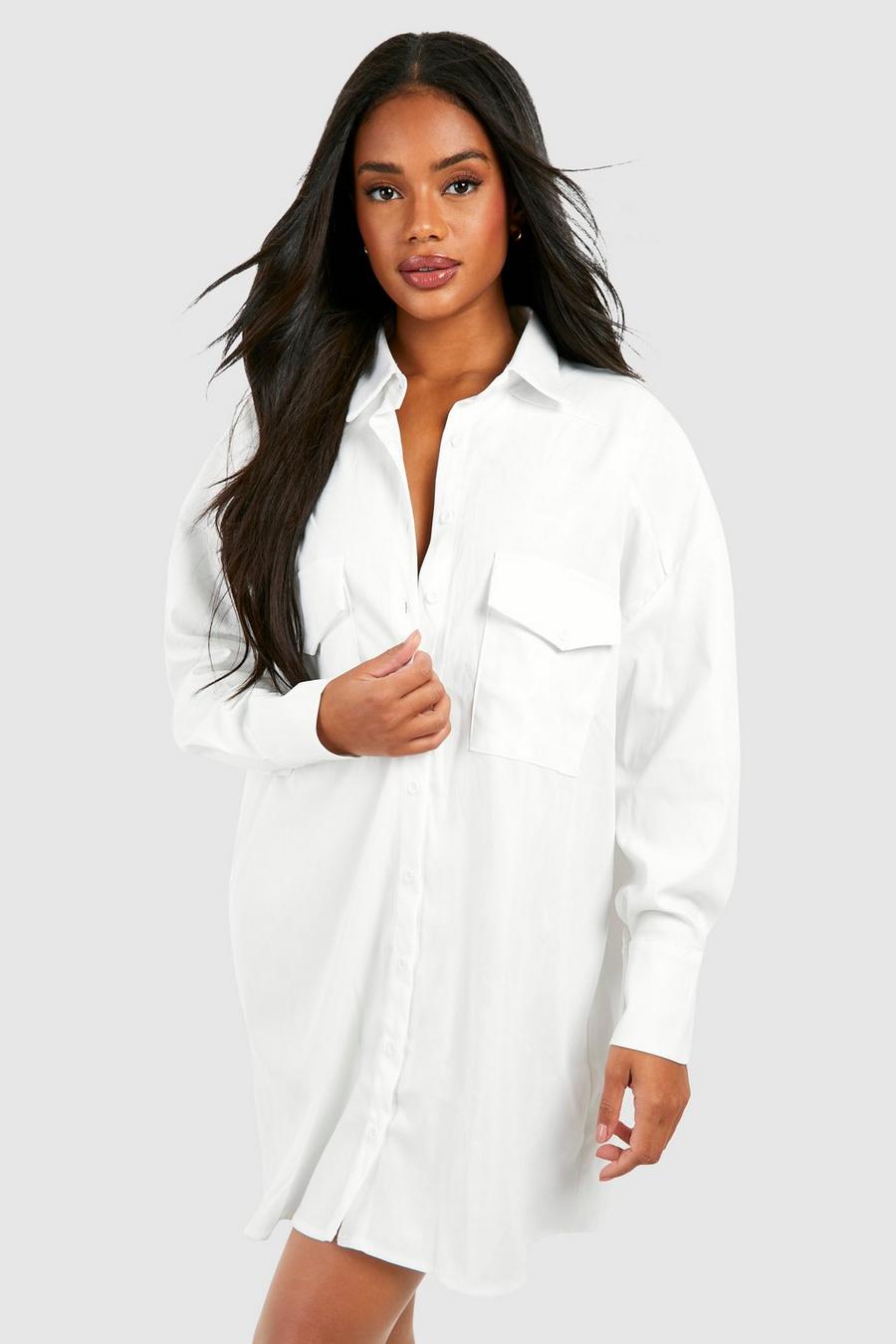 White Oversize skjortklänning image number 1