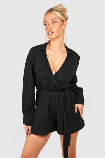 Textured Utility Romper black