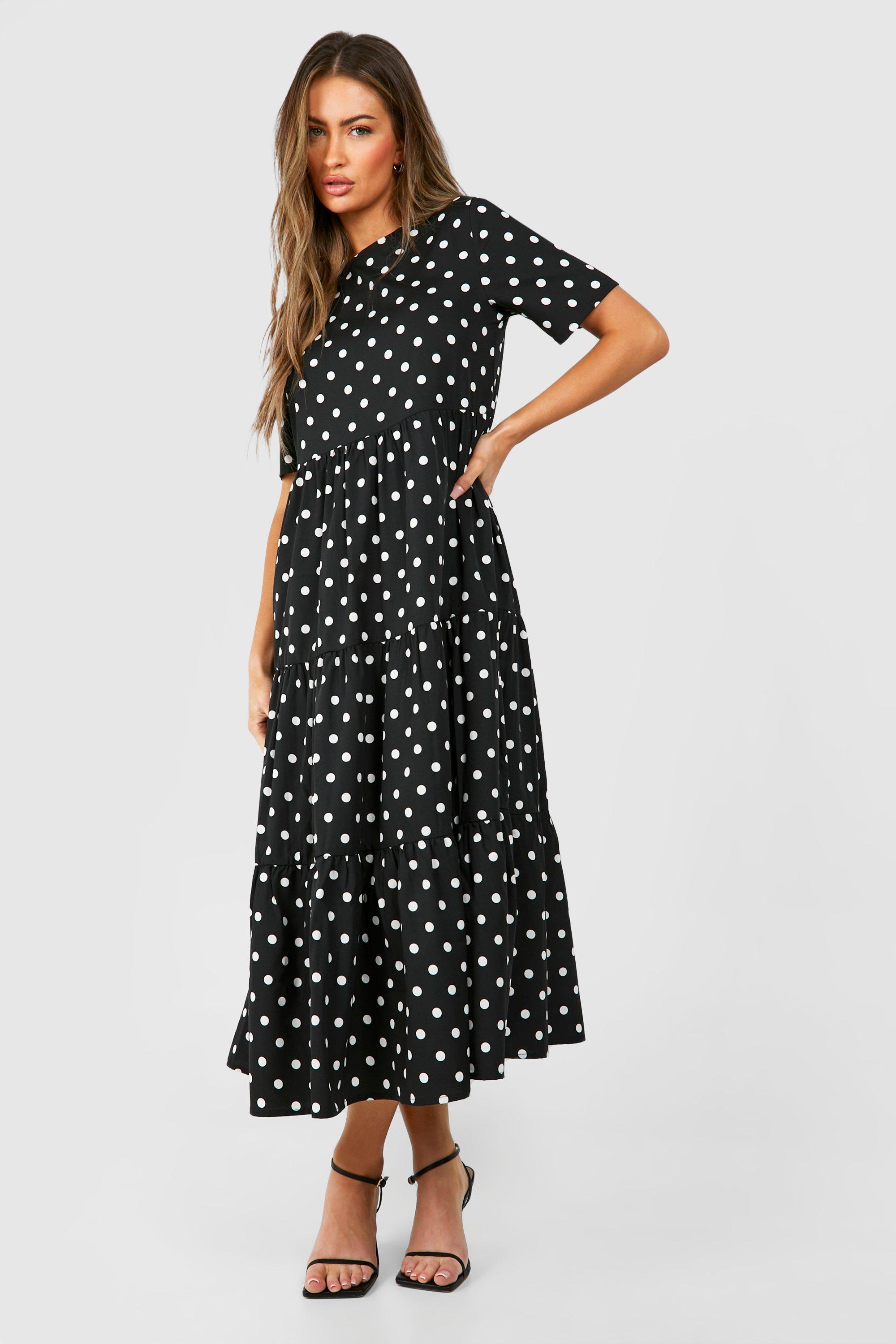 Polka Dot Cotton Midaxi Smock Dress | boohoo
