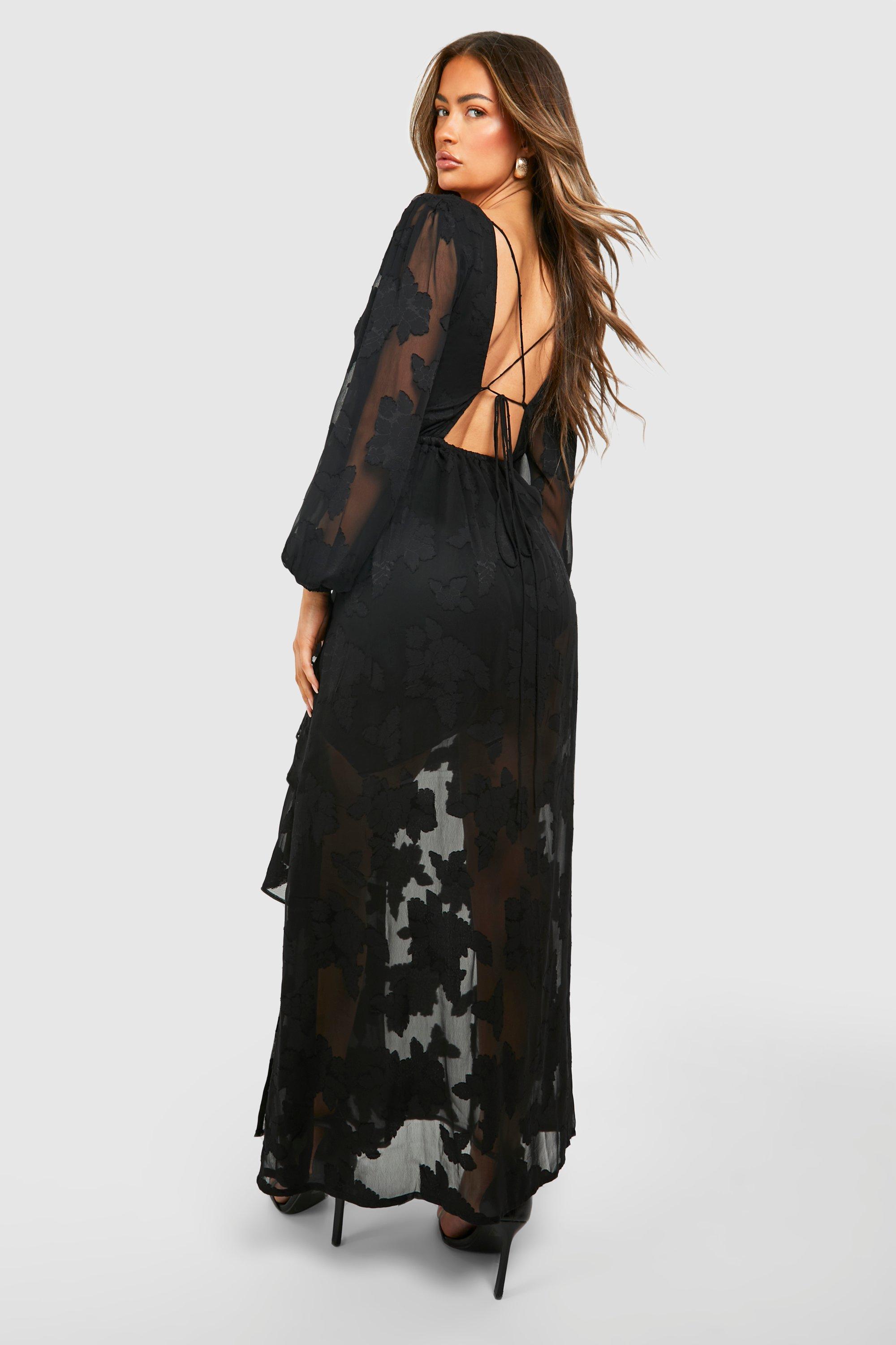 Burnout Floral Frill Detail Maxi Dress | boohoo